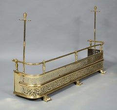 19th Century Brass Fire Fender with Detachable Tool Stands