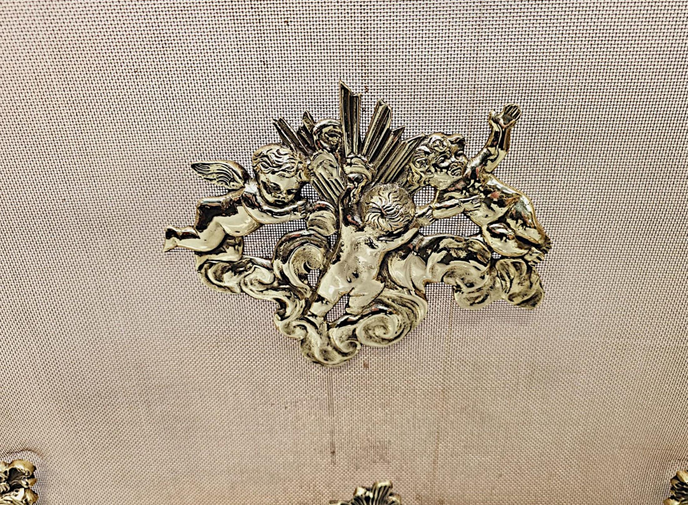 Uno splendido parafuoco in ottone lucido del XIX secolo con design Rococco, completamente restaurato e di qualità favolosa.  La rete metallica protettiva di forma ovale è incastonata all'interno di una cornice in ottone lucido finemente fuso,