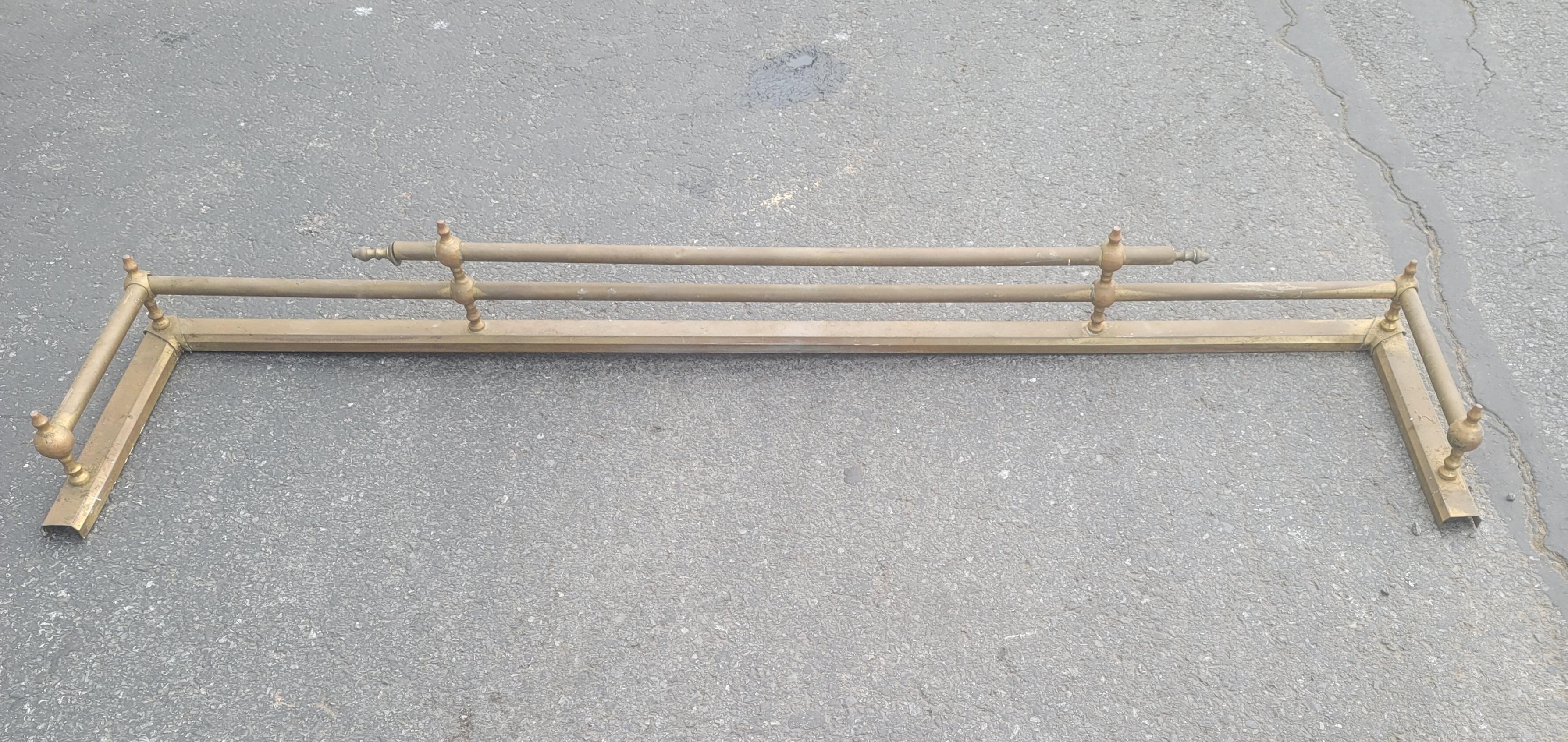 Metalwork 19th Century Brass Fireplace Fender  For Sale