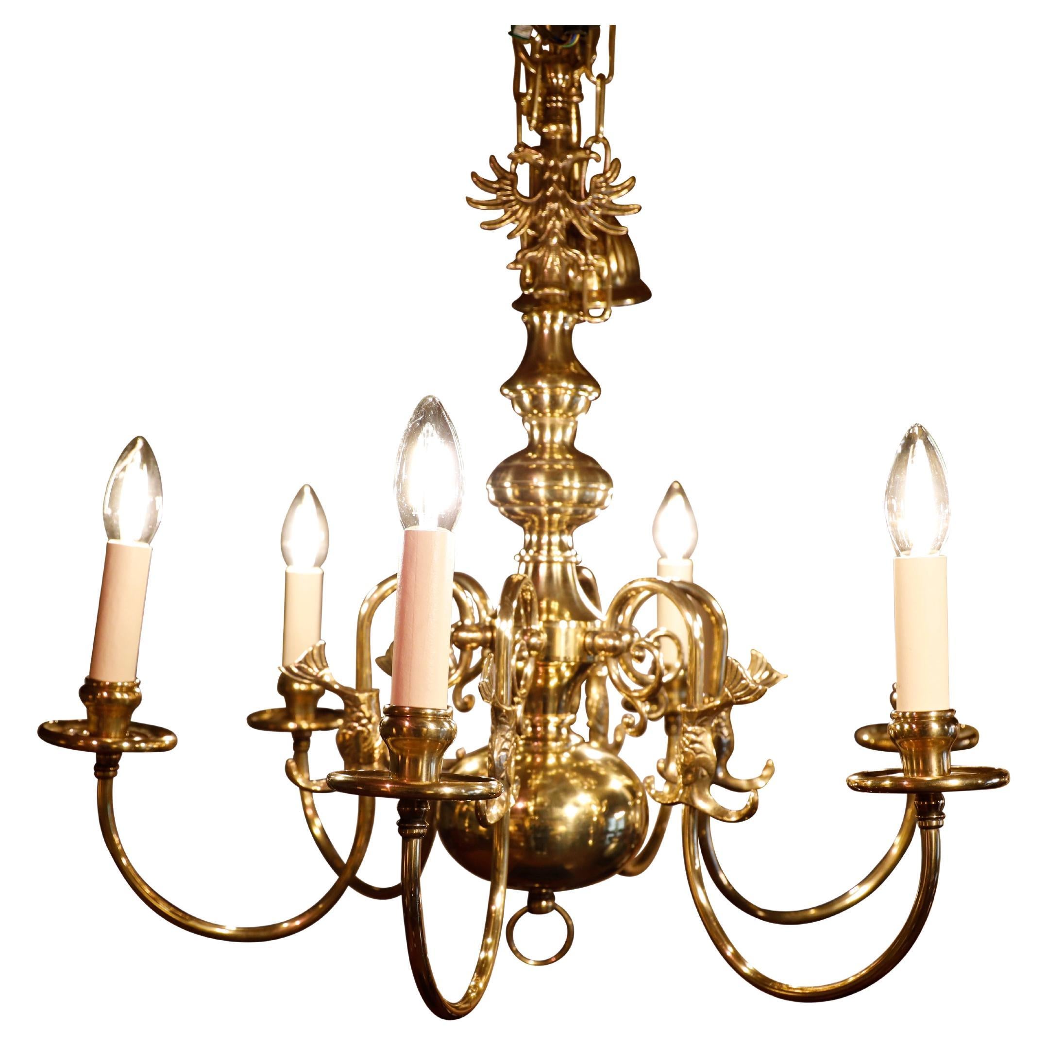 Lustre Flemish en laiton du 19e siècle