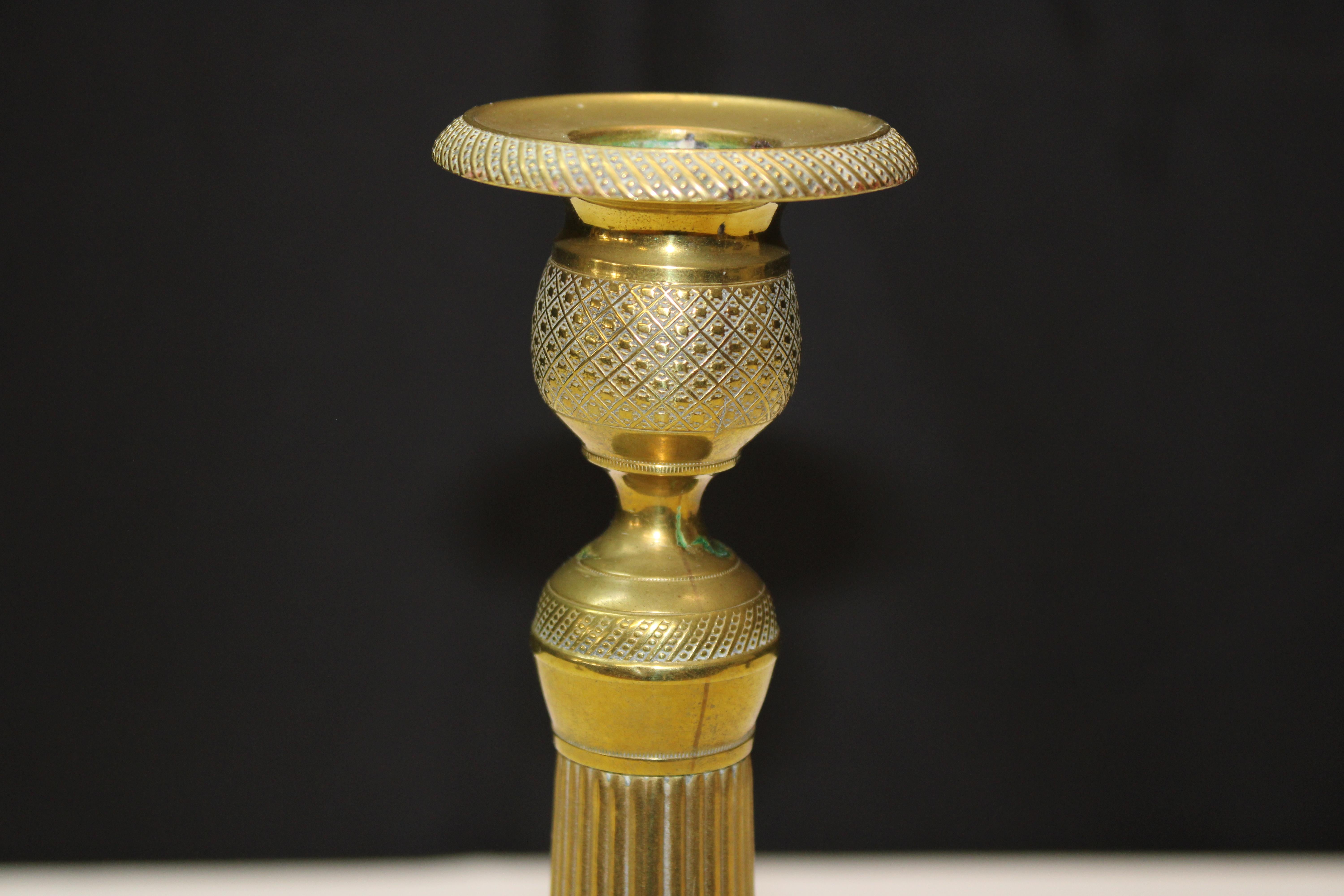 Other 19th Century Brass Fluted Candlestick Holders For Sale