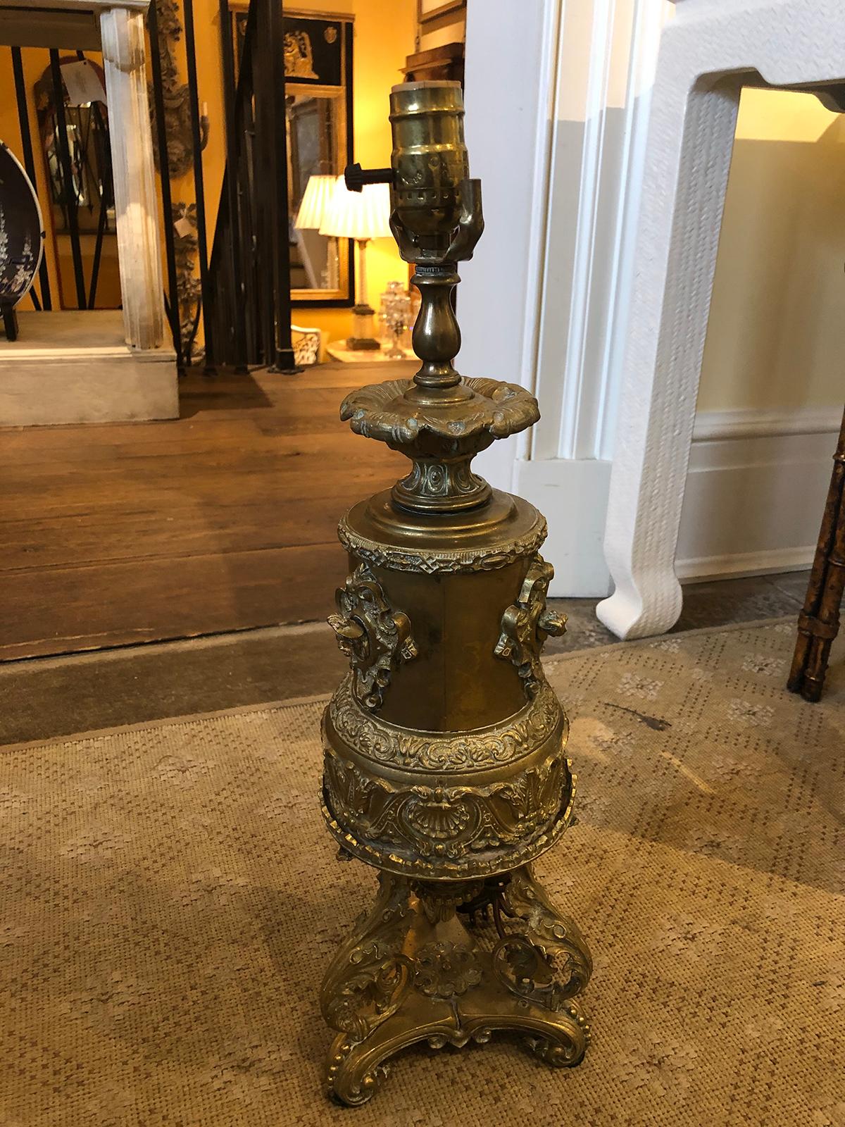 19th Century Brass Formerly Oil Lamp For Sale 1