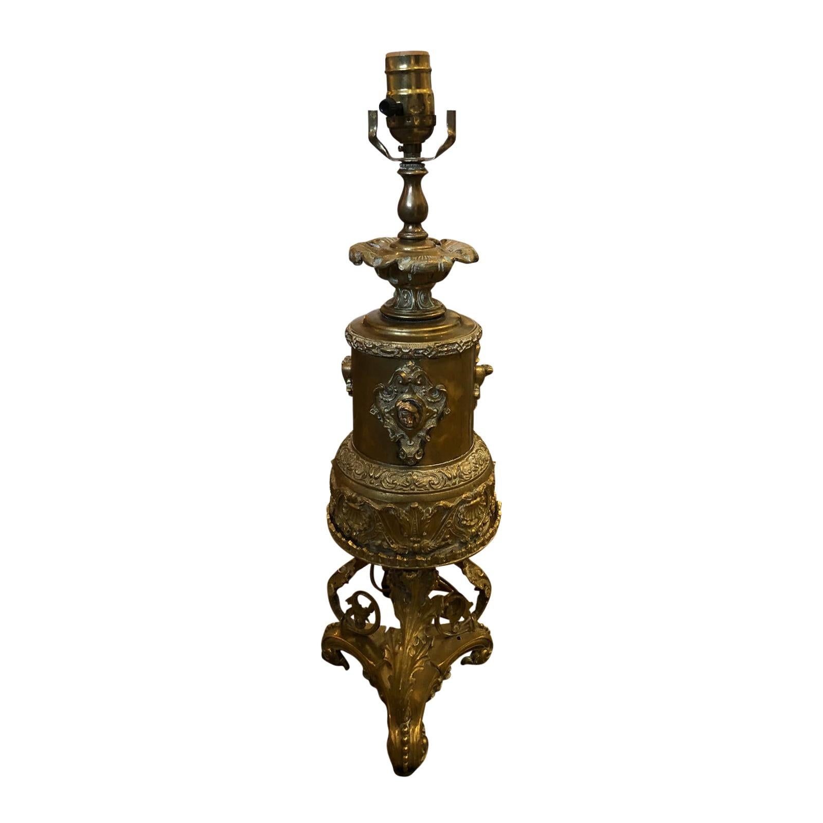 19th Century Brass Formerly Oil Lamp For Sale