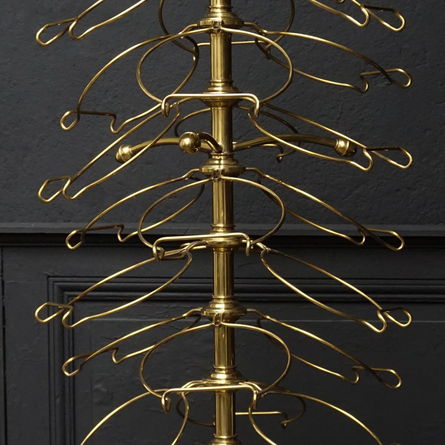 19th Century Revolving Brass French Plate Rack or Stand to Hold 36 Plates For Sale 1