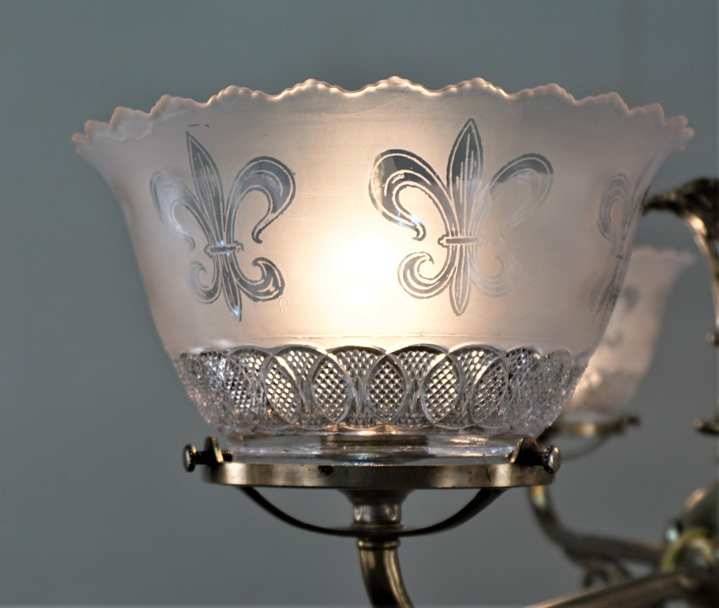 19th Century Brass Gas Chandelier In Good Condition In Fairfax, VA