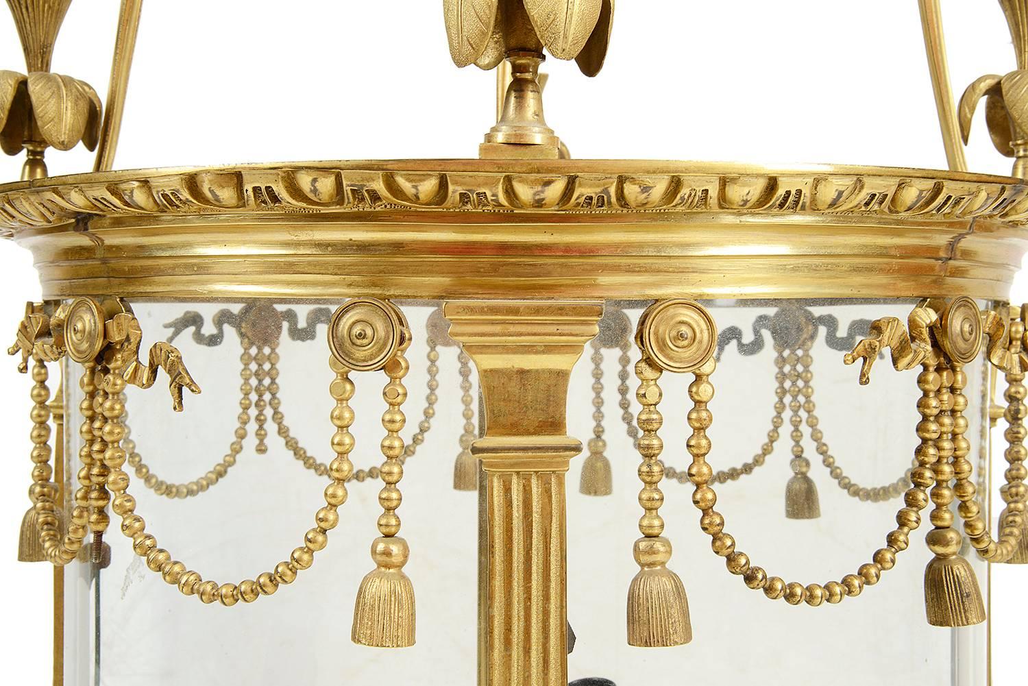 19th Century Brass Hall Lantern In Excellent Condition For Sale In Brighton, Sussex