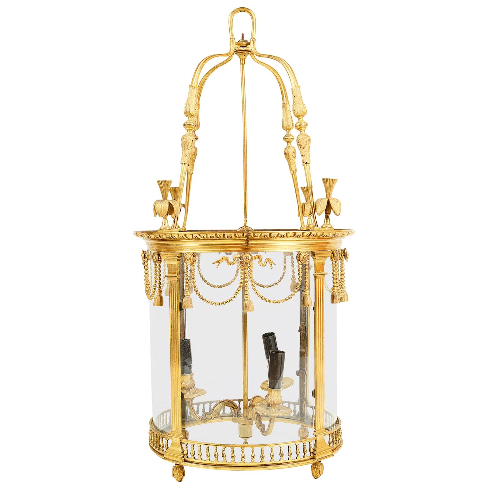 19th Century Brass Hall Lantern For Sale