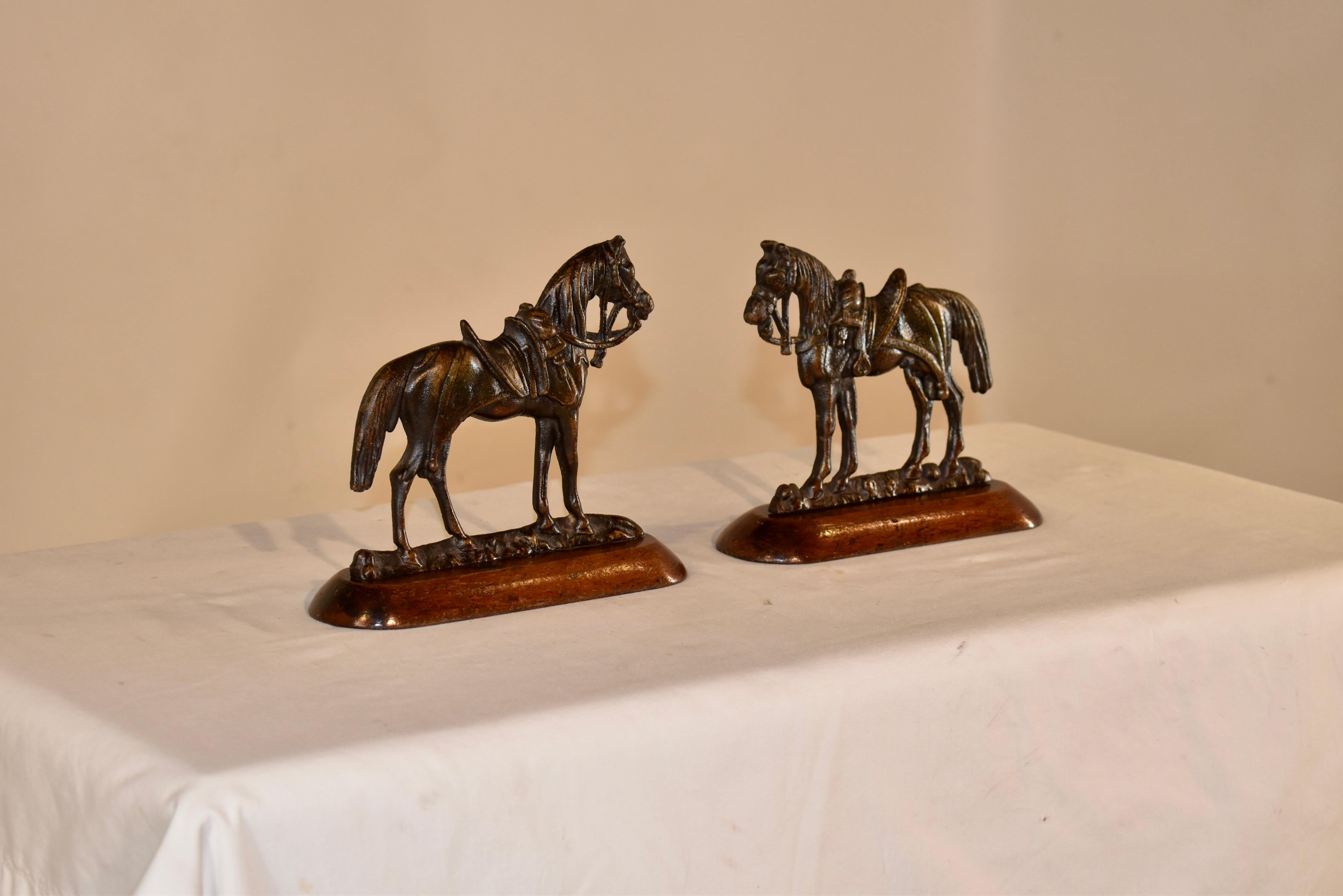 Victorian 19th Century Brass Horse Mantle Decorations For Sale