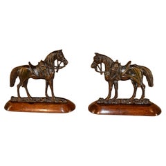 19th Century Brass Horse Mantle Decorations