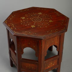19th Century Brass Inlaid Folding Octagonal Table