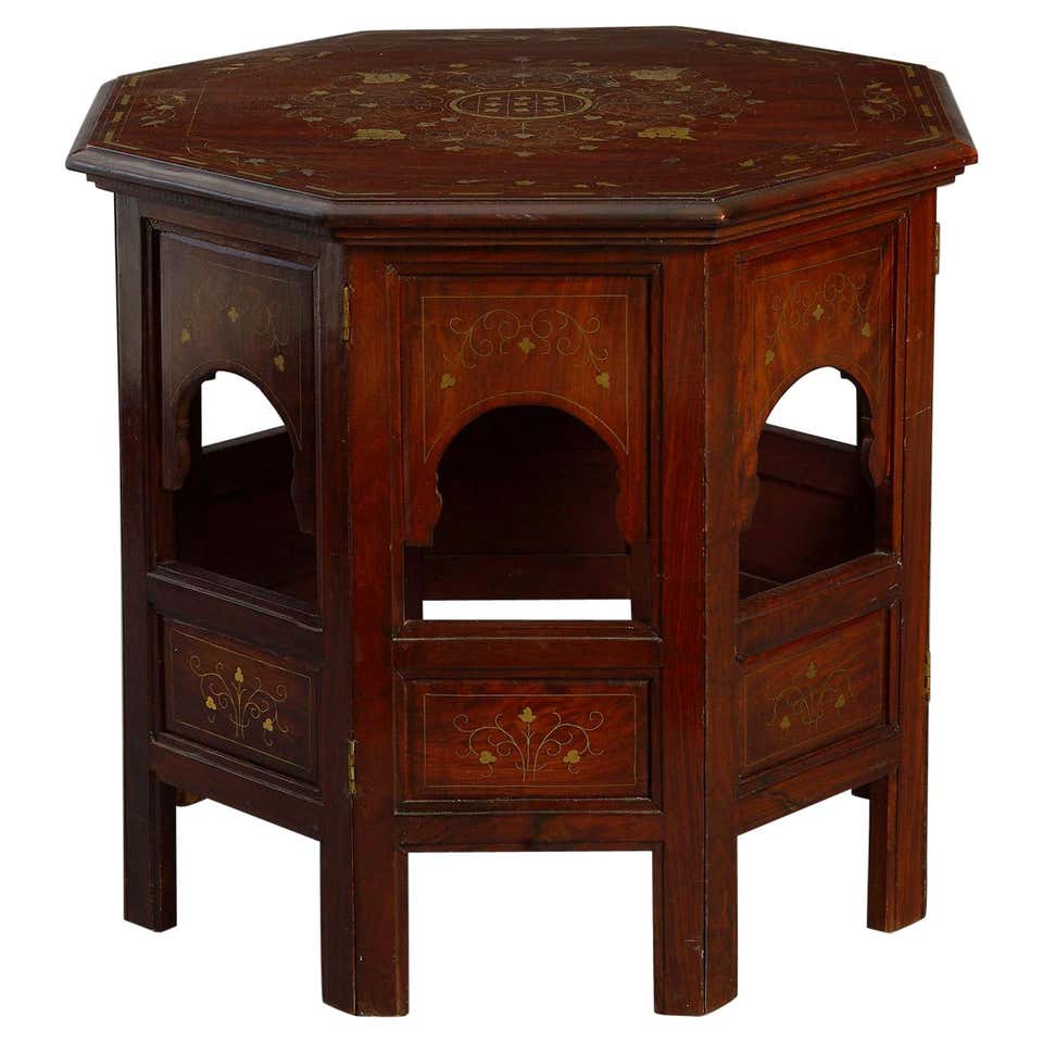 Vintage Bone Inlaid Octagonal Table at 1stDibs