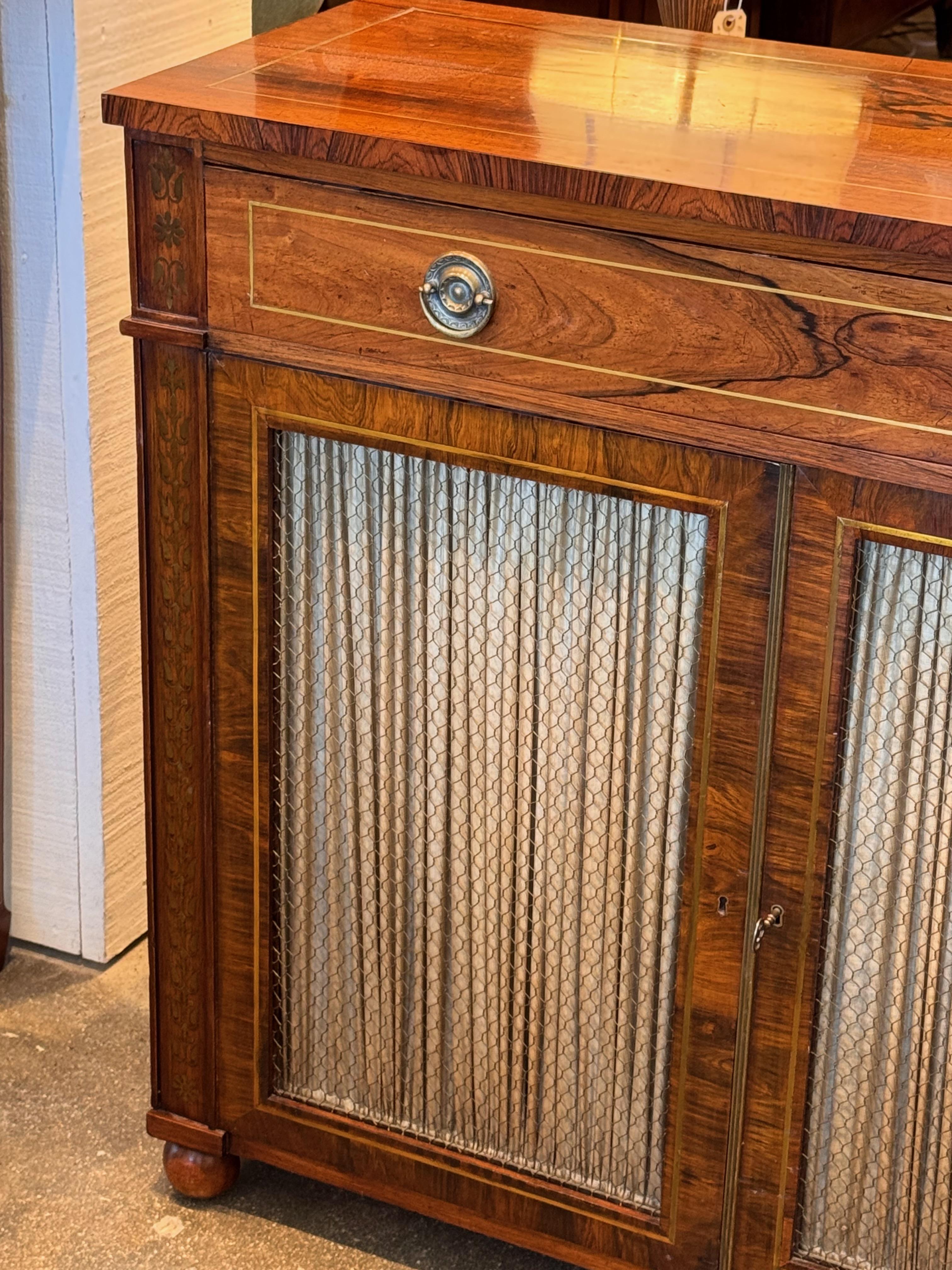 19th Century Brass Inlaid Rosewood Server In Good Condition In Charlottesville, VA