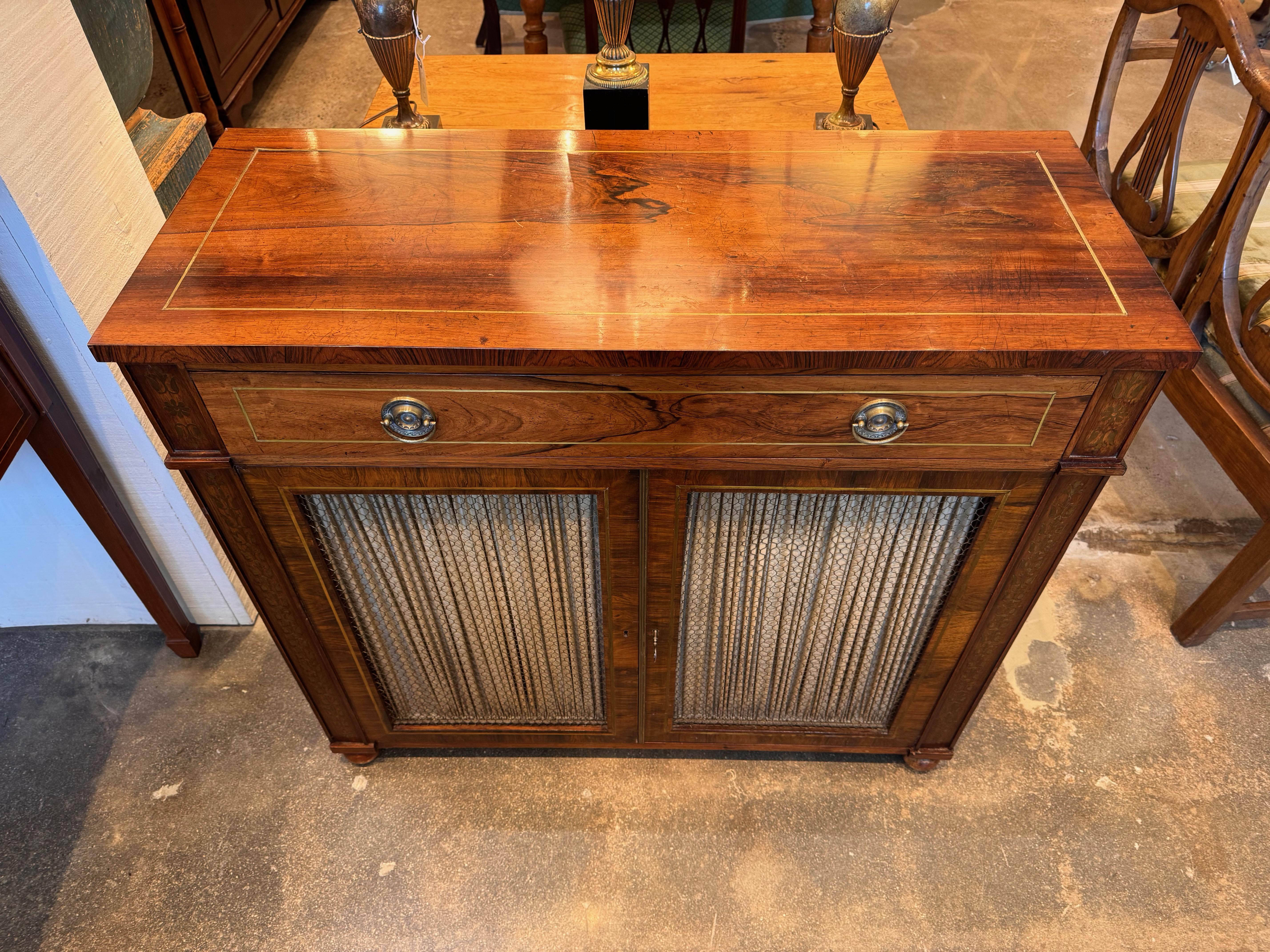 19th Century Brass Inlaid Rosewood Server 1