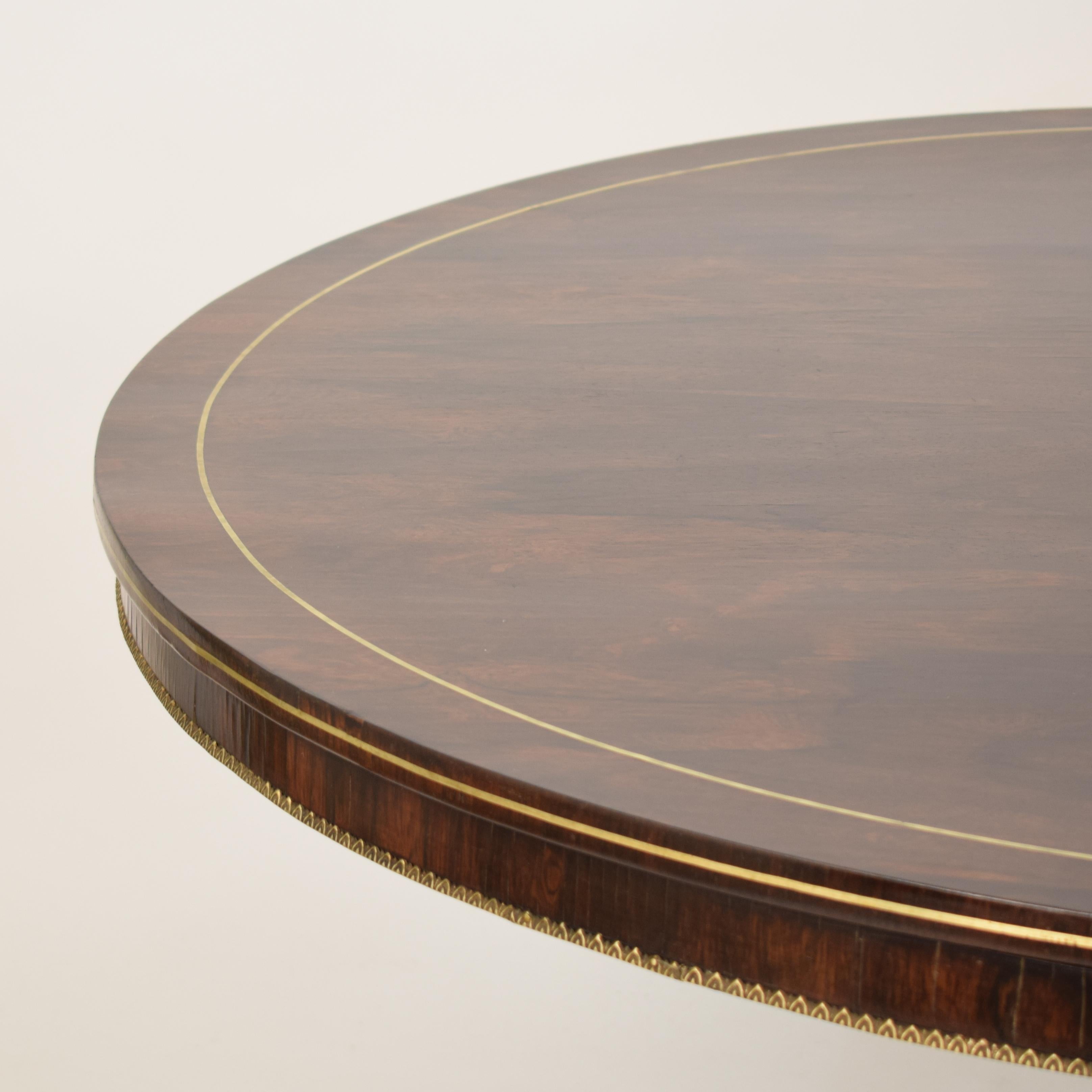 19th Century Brass Inlaid Rosewood Tilt Top Centre Table Attributed to Gillows 5