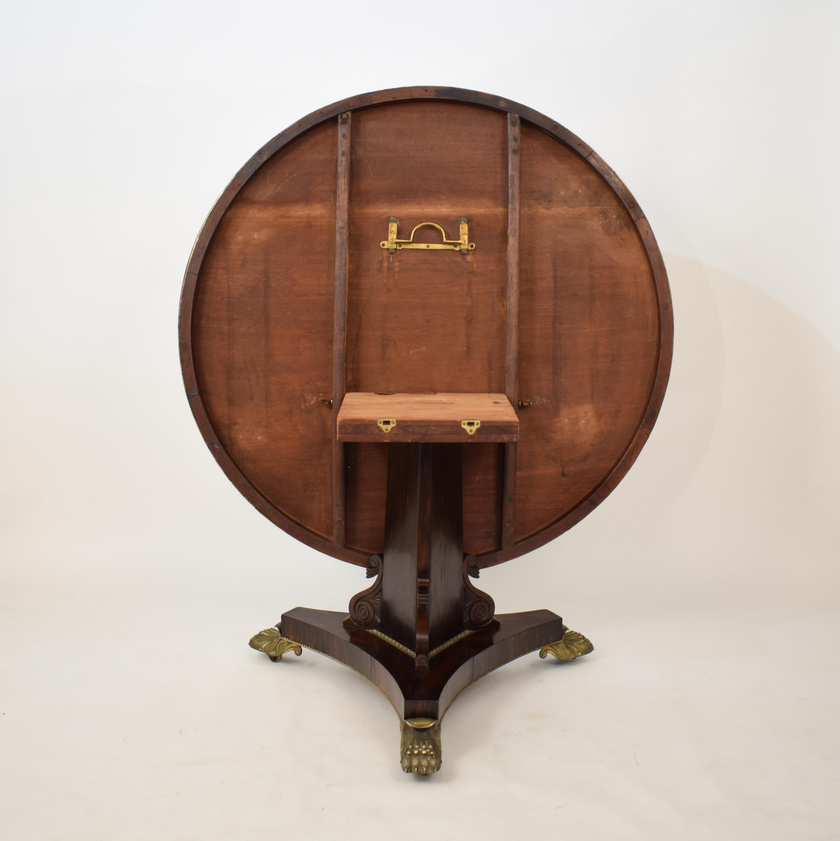 19th Century Brass Inlaid Rosewood Tilt Top Centre Table Attributed to Gillows 9