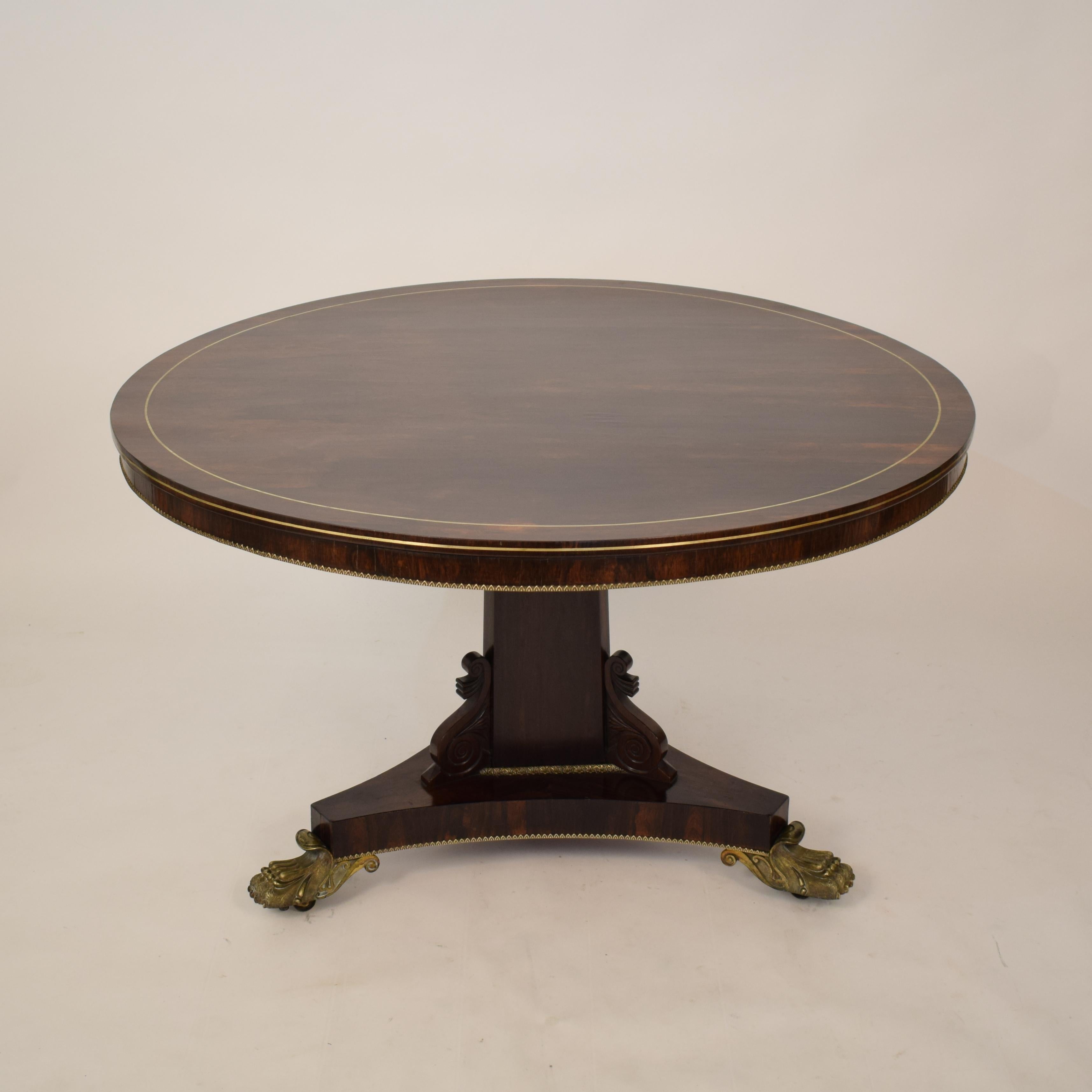 19th Century Brass Inlaid Rosewood Tilt Top Centre Table Attributed to Gillows In Good Condition In Berlin, DE