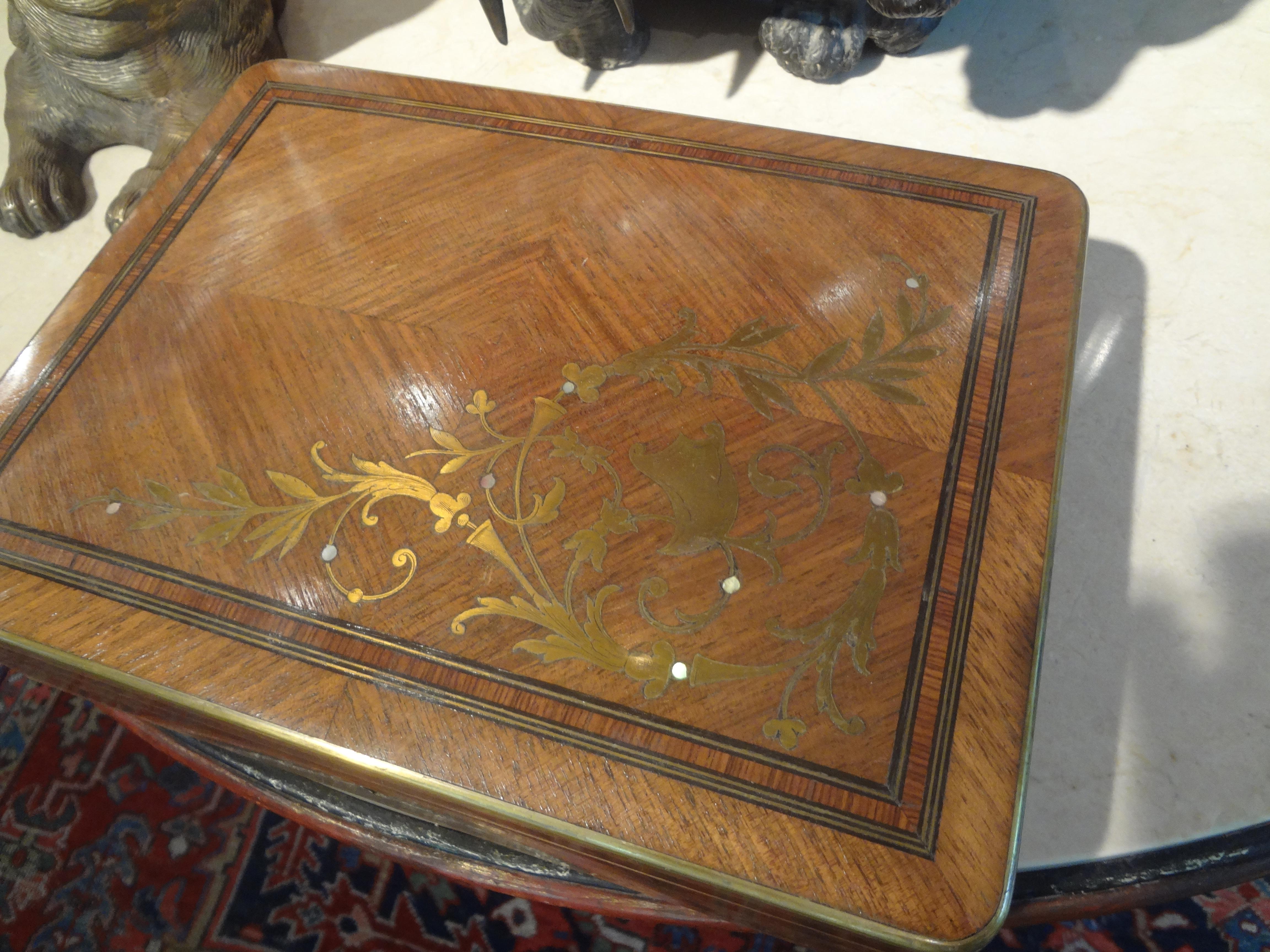 19th Century Brass Inlaid Walnut Box For Sale 4