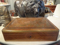 19th Century Brass Inlaid Walnut Box