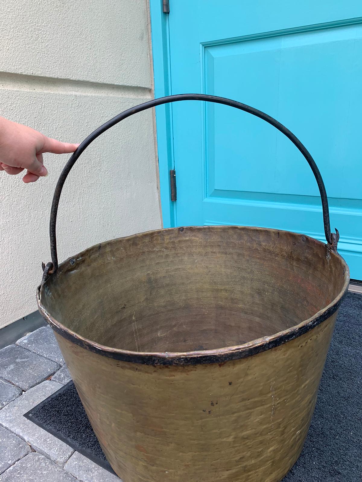 19th century brass & iron bucket.