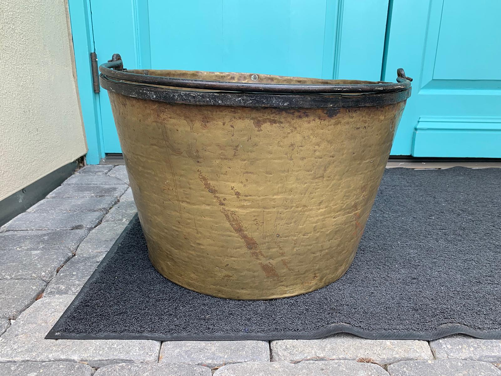 19th Century Brass & Iron Bucket In Good Condition In Atlanta, GA