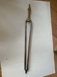 19th Century Brass & Iron Fireplace Tongs