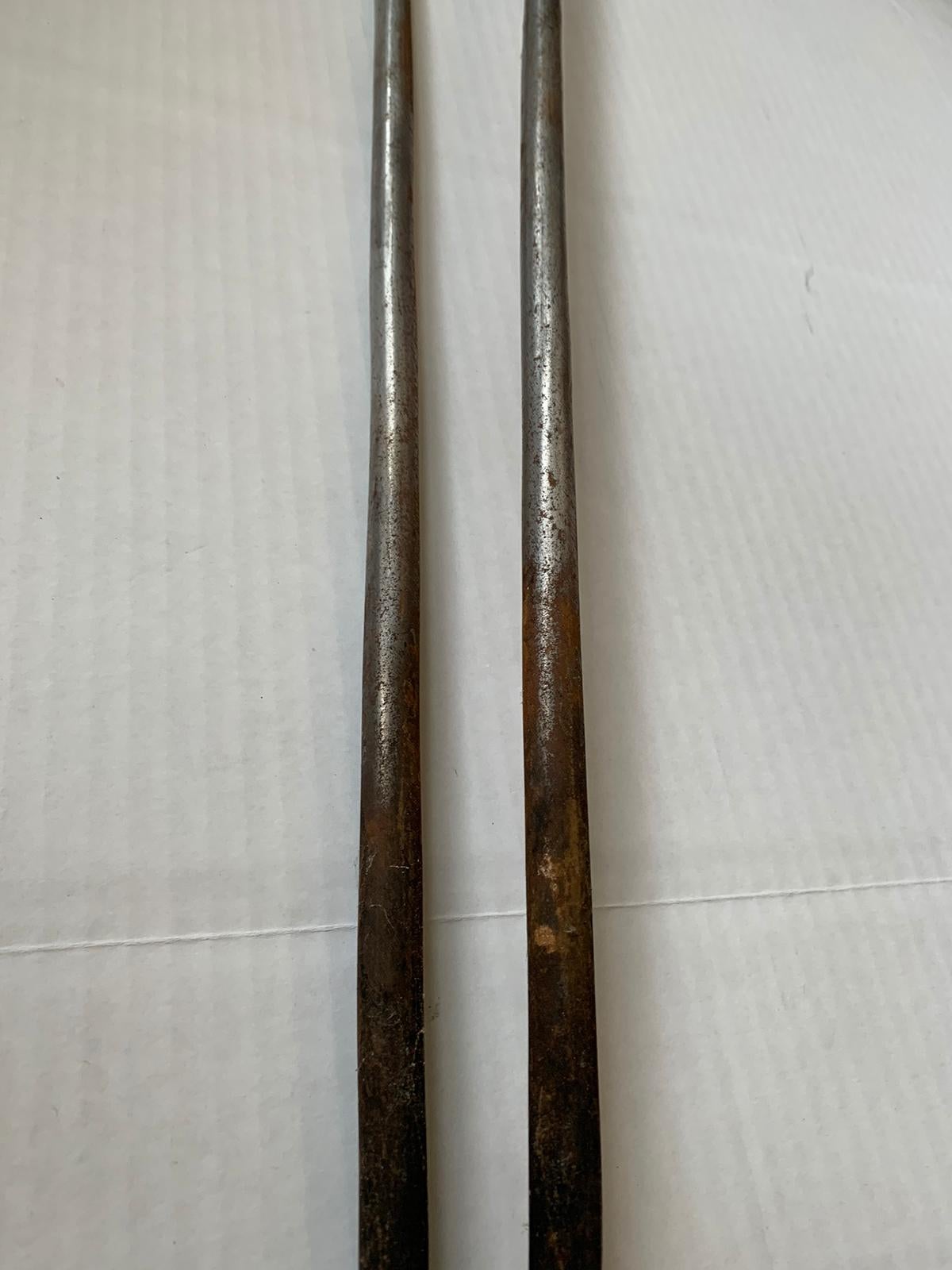 19th Century Brass & Iron Fireplace Tongs For Sale 6