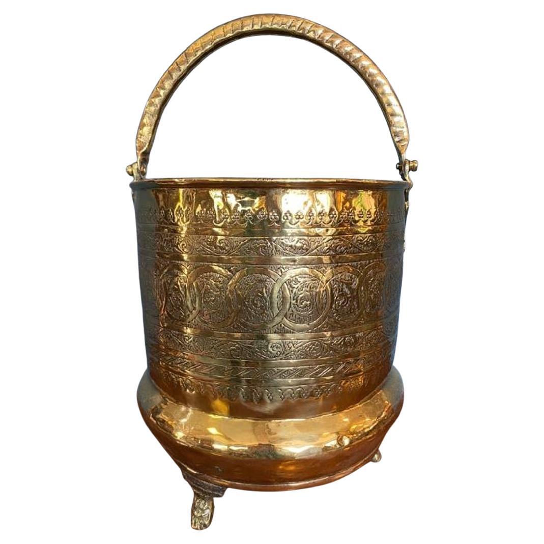 19th Century Brass Jardinere or Cachepot for Kindling For Sale