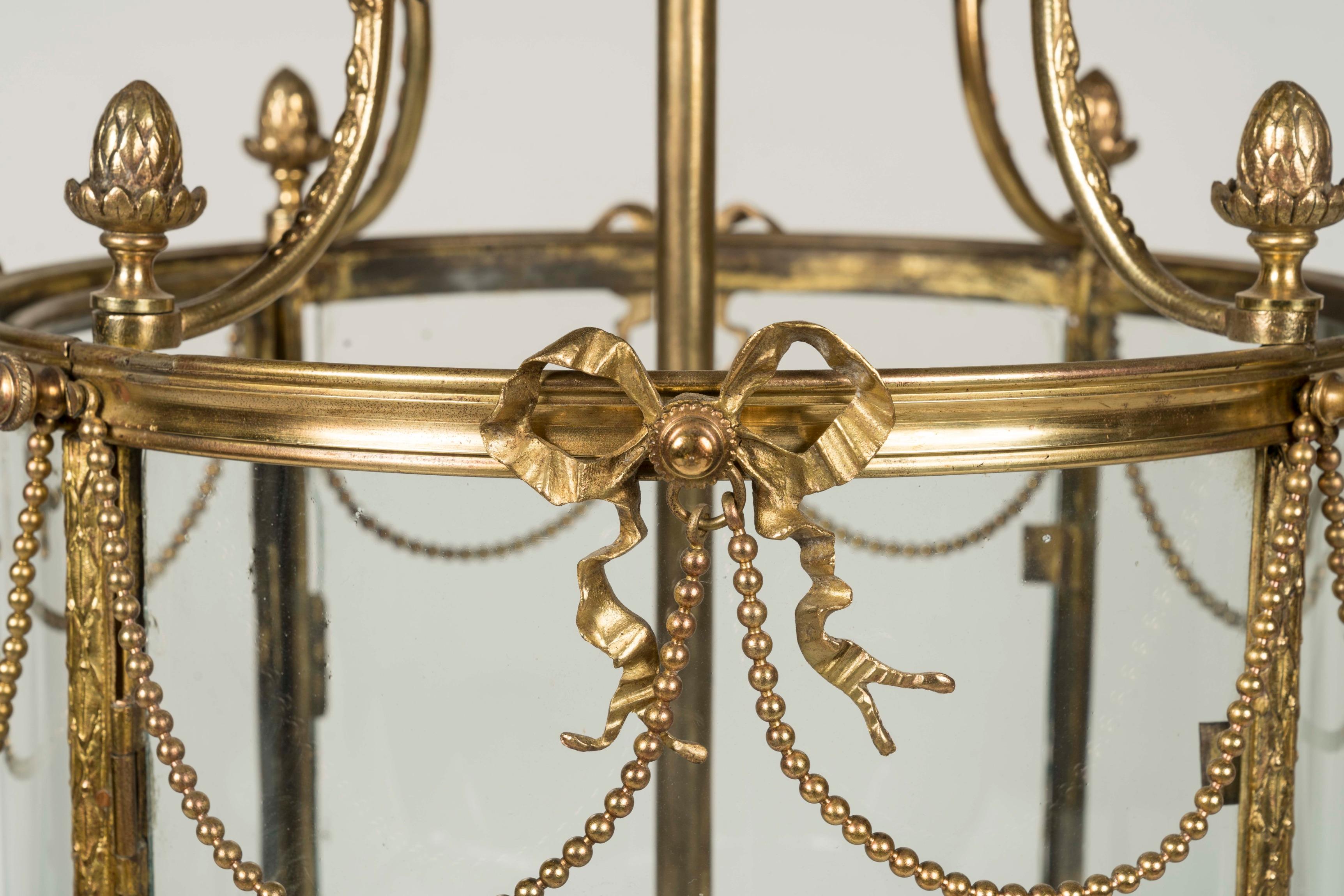 19th Century Brass Lantern in the Louis XVI Manner In Good Condition For Sale In London, GB
