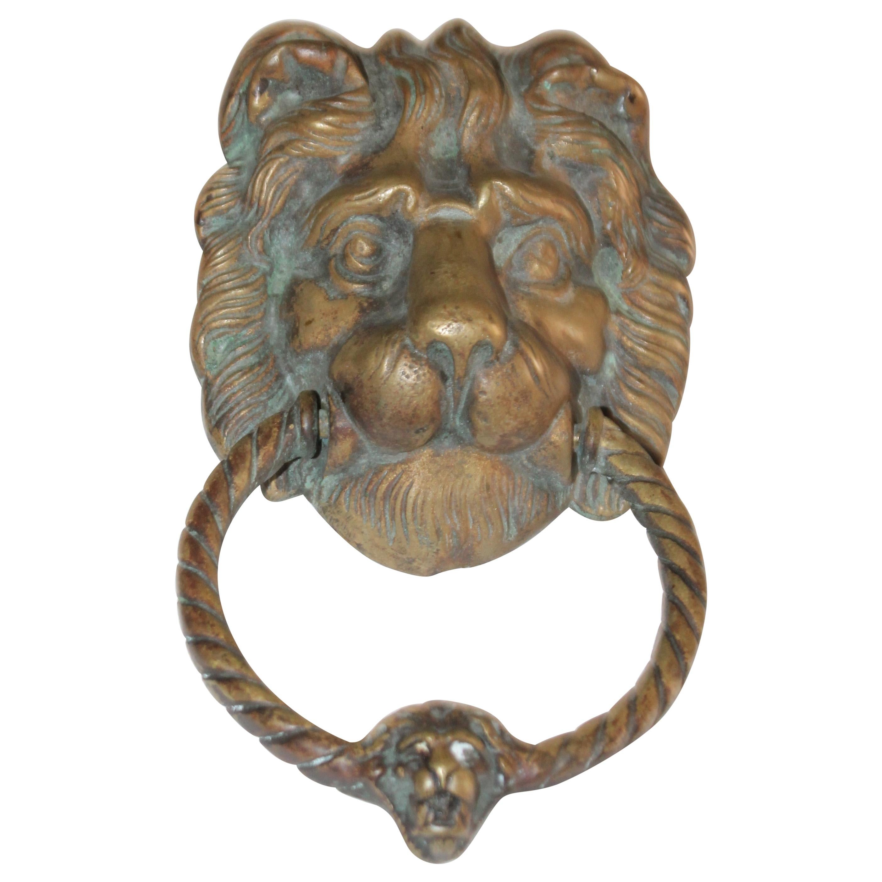 19th Century Brass Lion Head Door Knocker