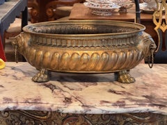 19th Century Brass Lion Head Planter
