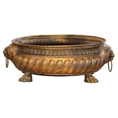 19th Century Brass Lion Head Planter