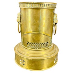 19th Century Brass Lion Heads Samovar Base Candleholder