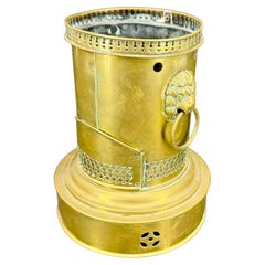 Antique 19th Century Brass Lion Heads Samovar Base Candleholder