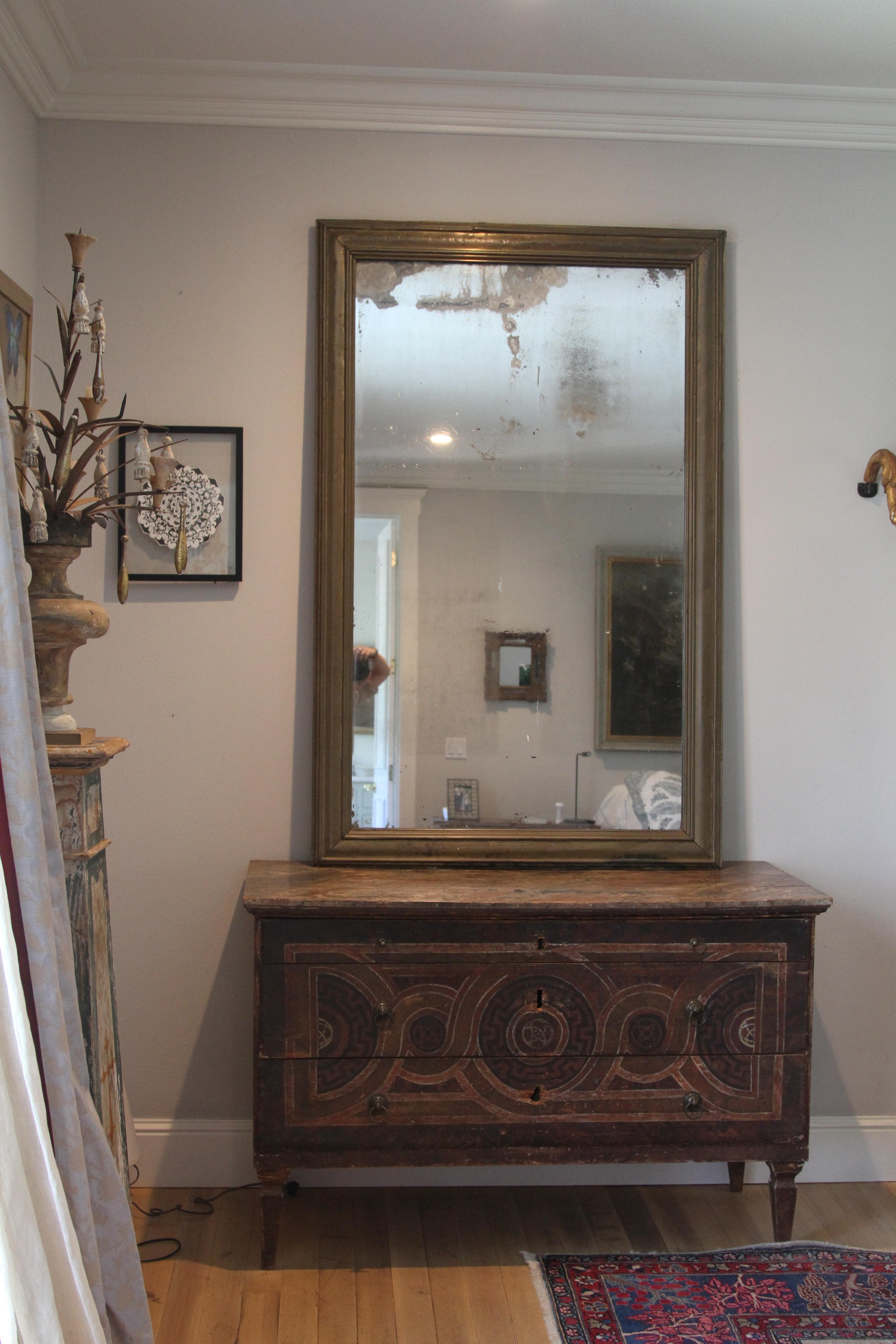 Beaux-Arts Miroir en laiton du XIXe siècle