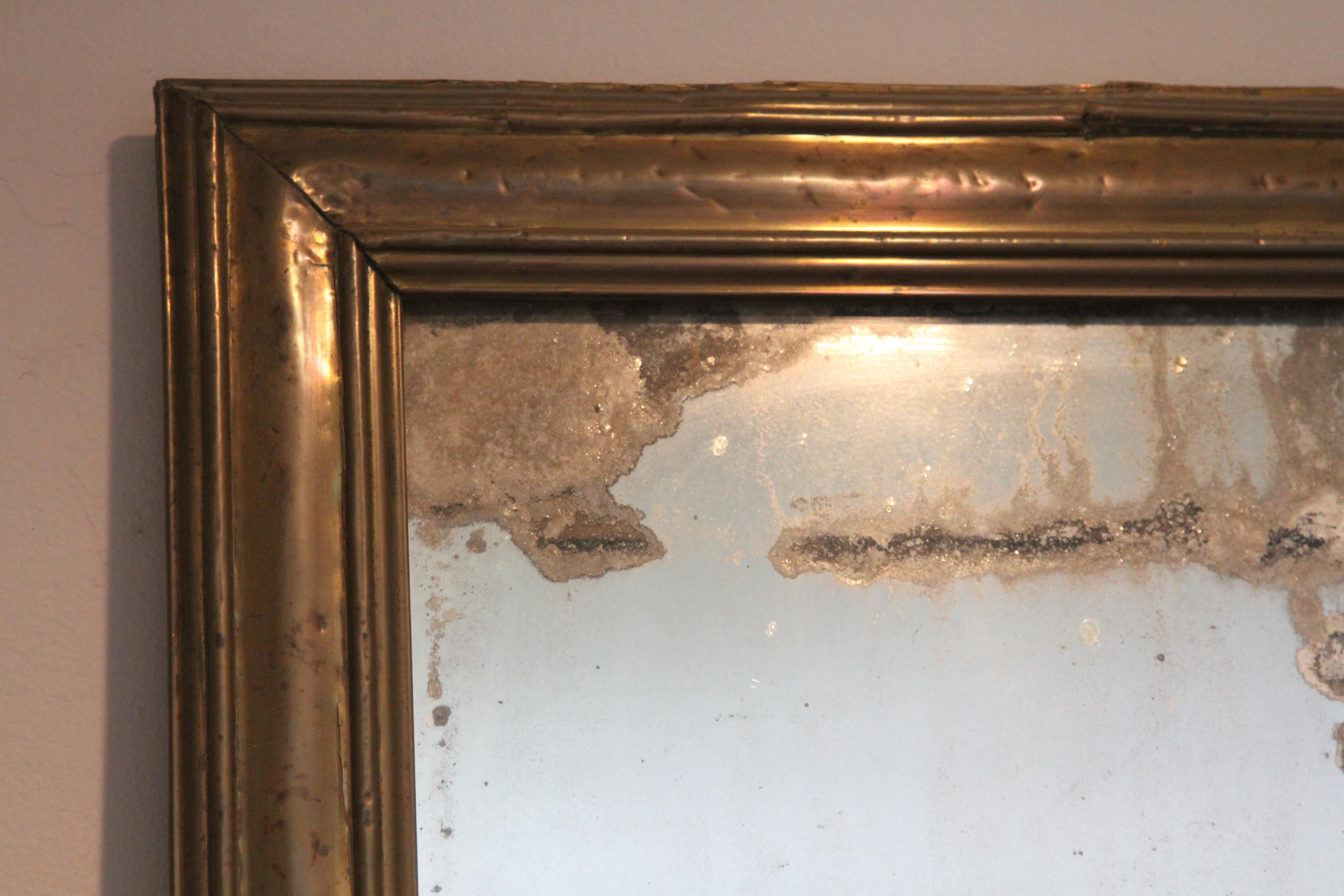 French 19th Century Brass Mirror