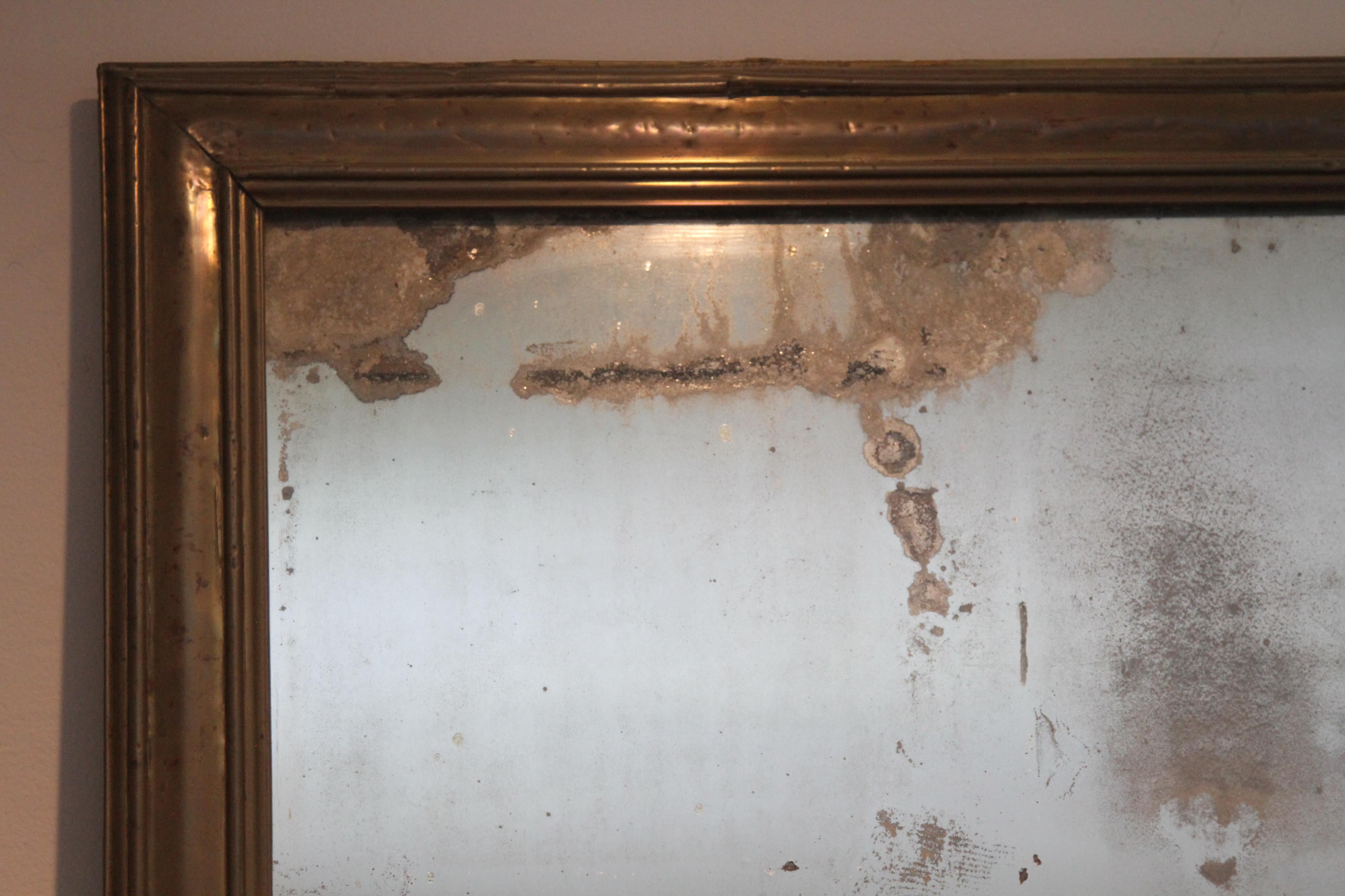 19th Century Brass Mirror In Fair Condition In Ballard, CA