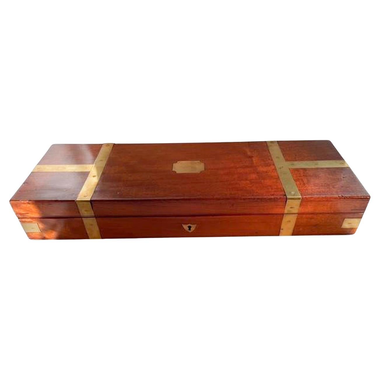 19th Century Brass Mounted Campaign Instrument Box Now Fitted for Jewelry