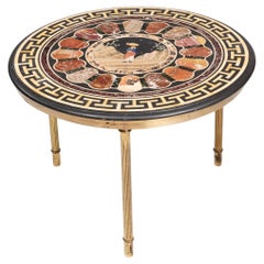 Table à café circulaire en spécimen du 19e siècle, montée sur laiton