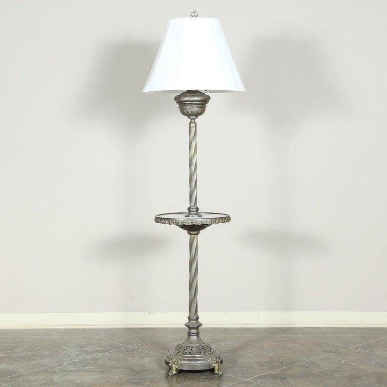 19th Century Brass and Onyx Oil Floor Lamp with Table For Sale at 1stdibs