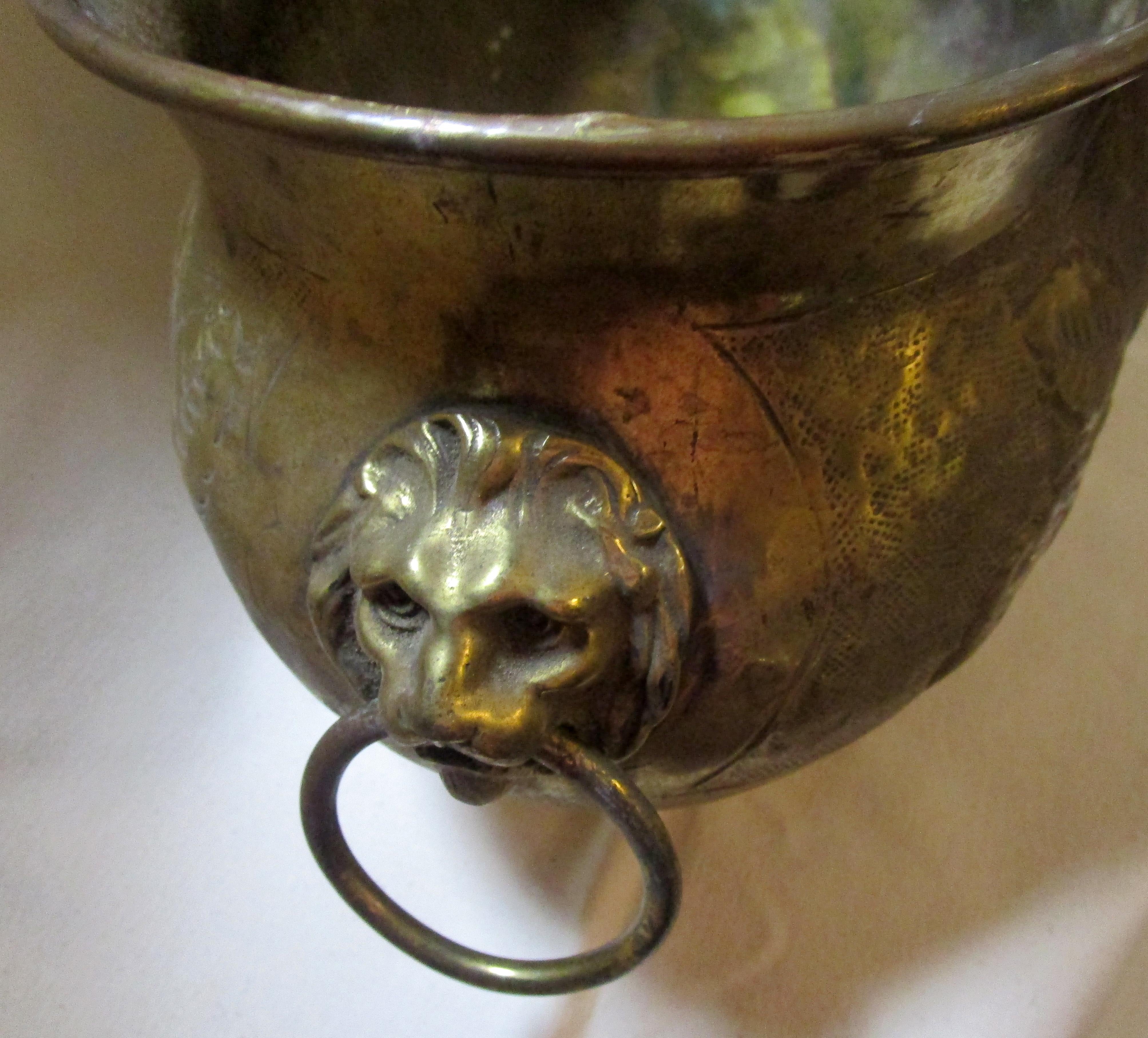 19th Century Brass Oval Jardinière or Planter with Fruit Motif 3