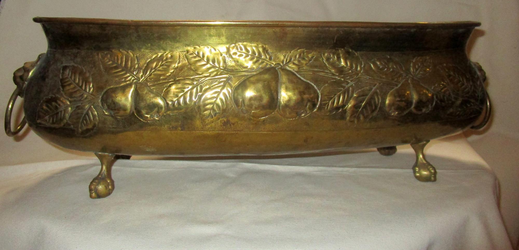 19th Century Brass Oval Jardinière or Planter with Fruit Motif 5