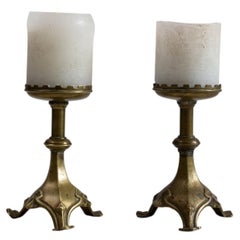 19th Century Brass Pair Of Baroque Style Candlesticks