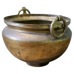 Antique 19th Century Brass Planter with Ring Handles
