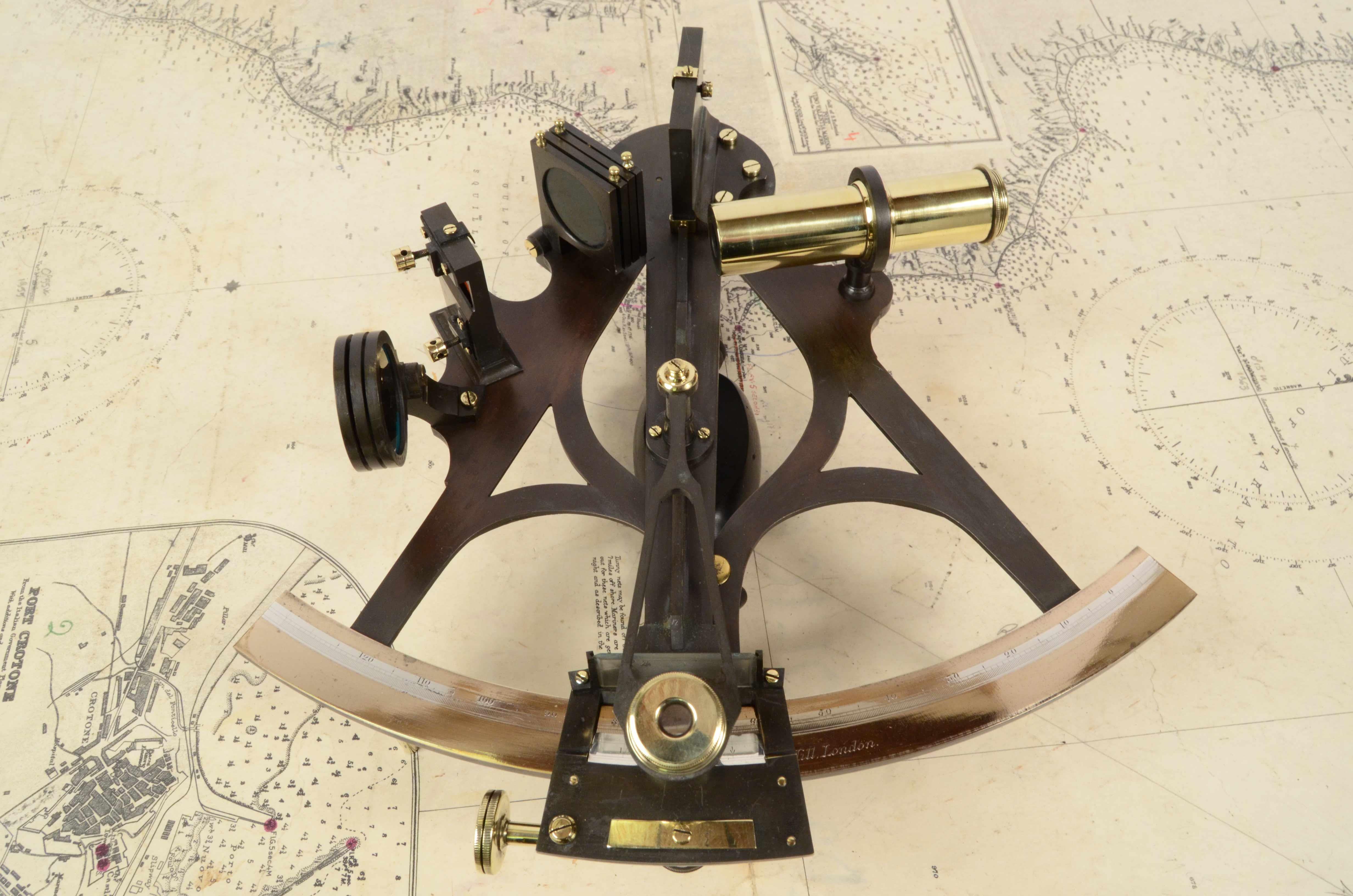 Late 19th Century 19th Century Brass Sextant Mc Millan & Talbott Antique Marine Navigation Device