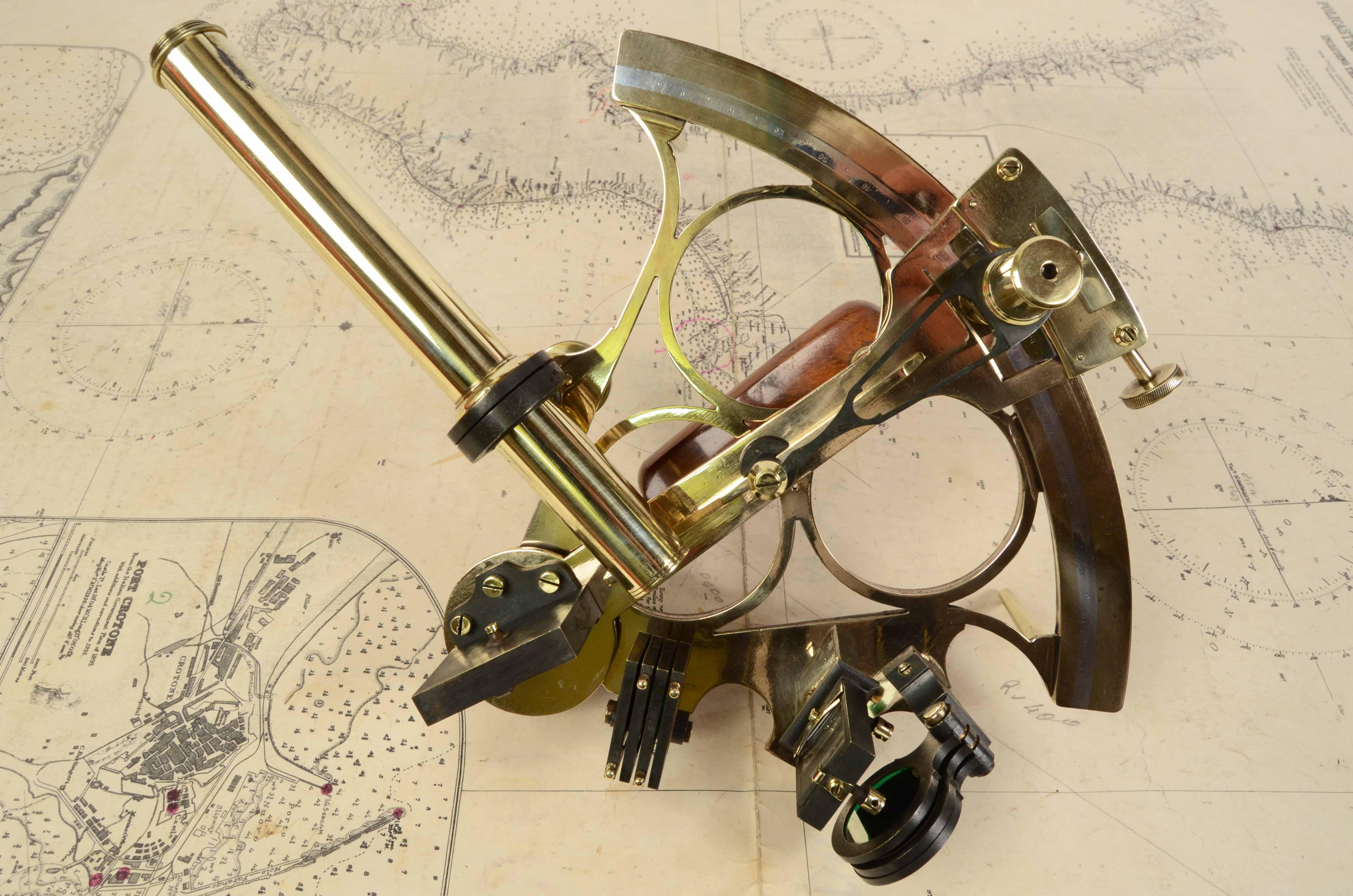19th Century Brass Sextant Signe Marshall London Antique Marine Navigation Tool 3