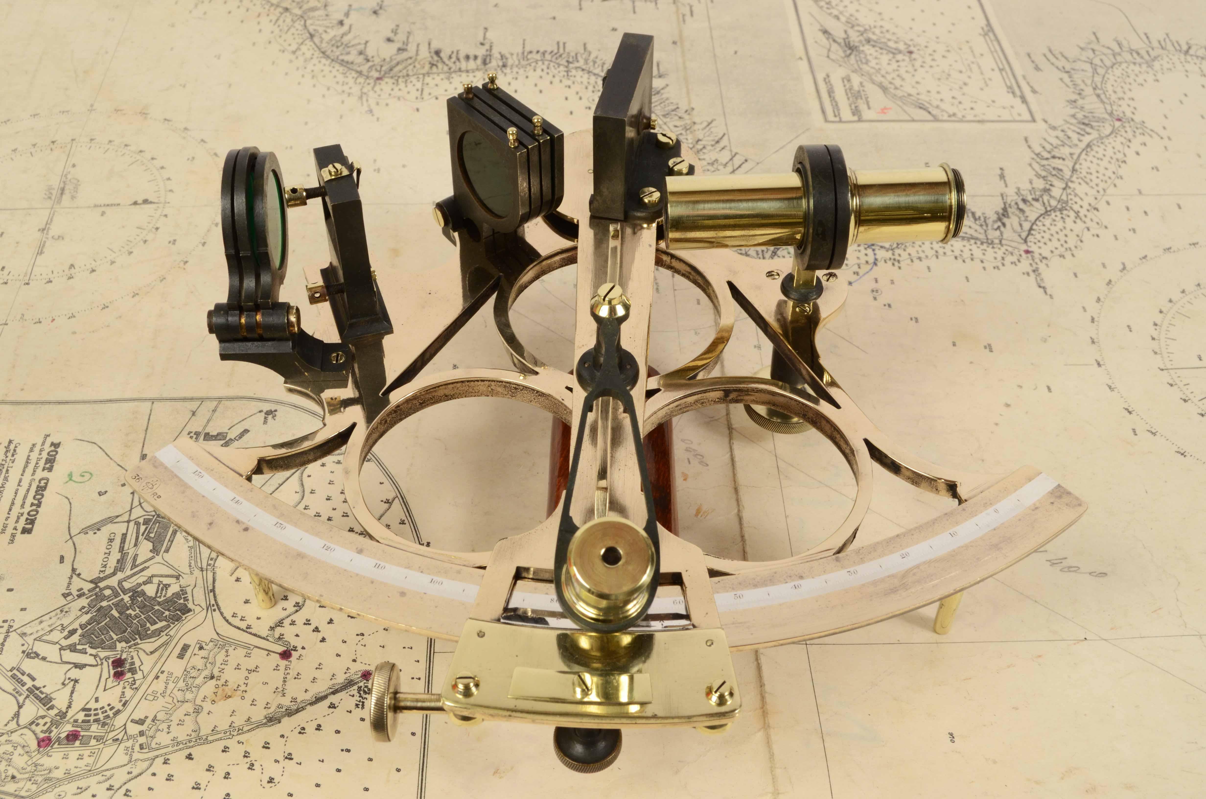 19th Century Brass Sextant Signe Marshall London Antique Marine Navigation Tool 4