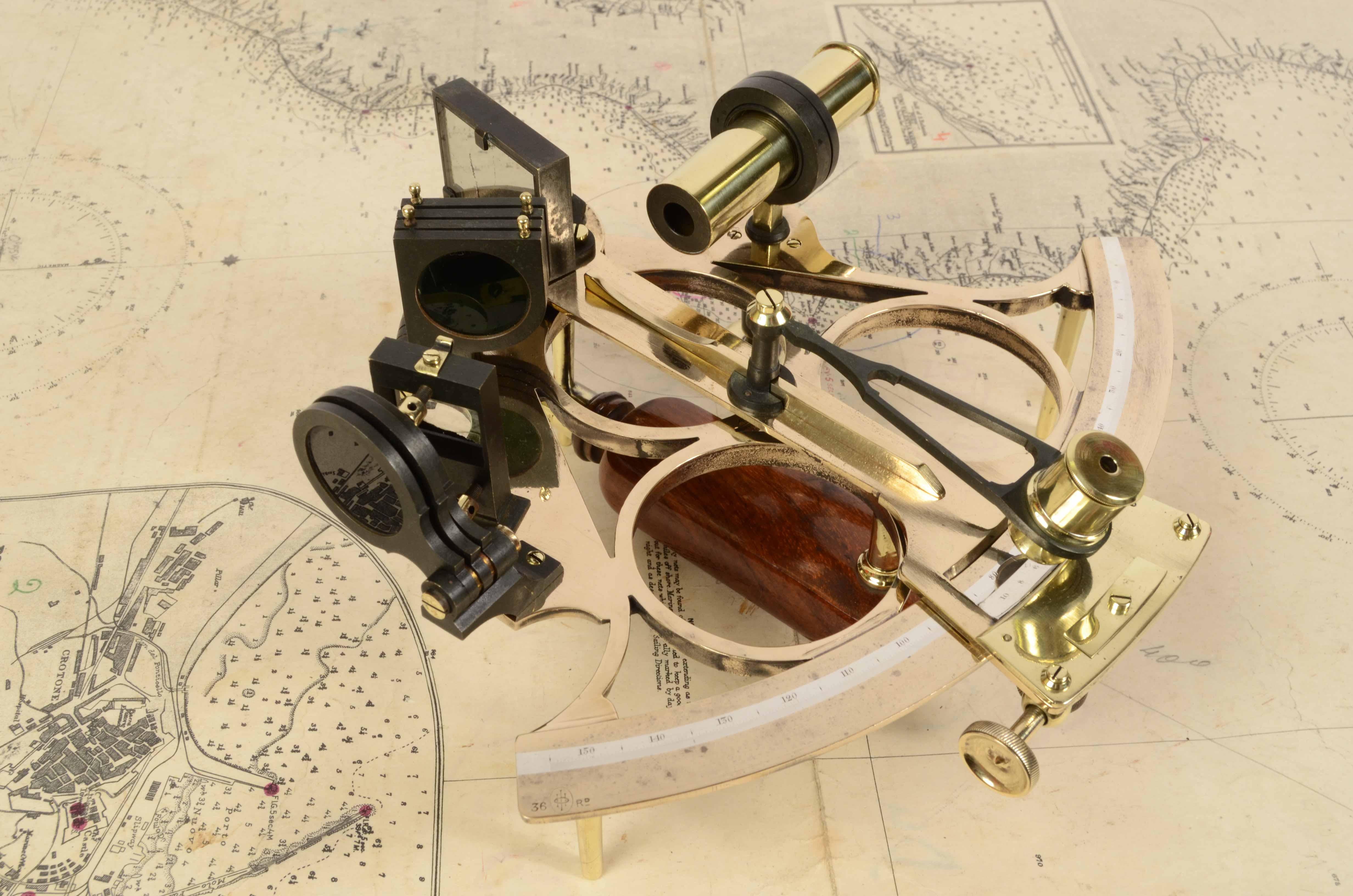 19th Century Brass Sextant Signe Marshall London Antique Marine Navigation Tool 5