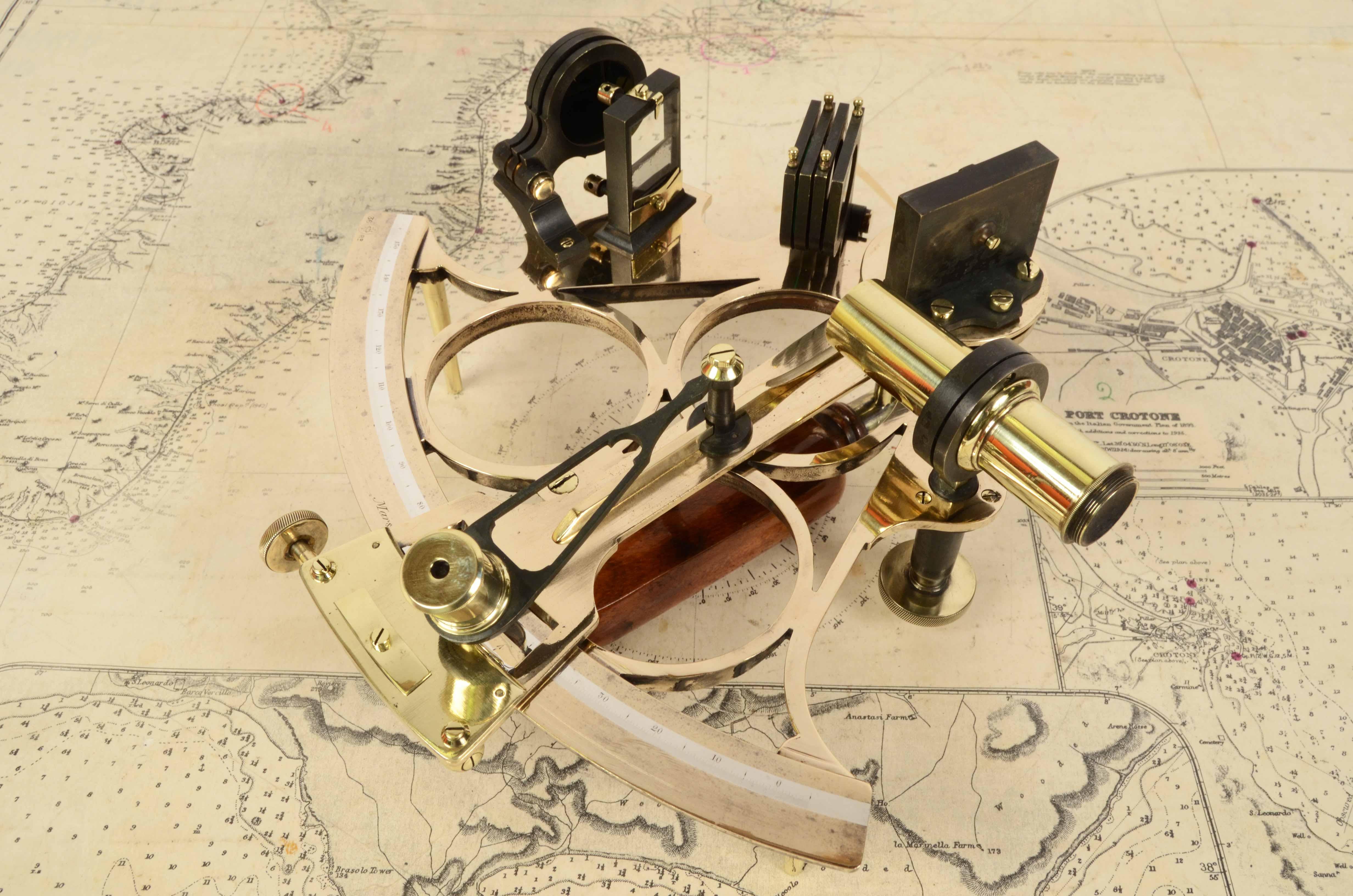 19th Century Brass Sextant Signe Marshall London Antique Marine Navigation Tool 7