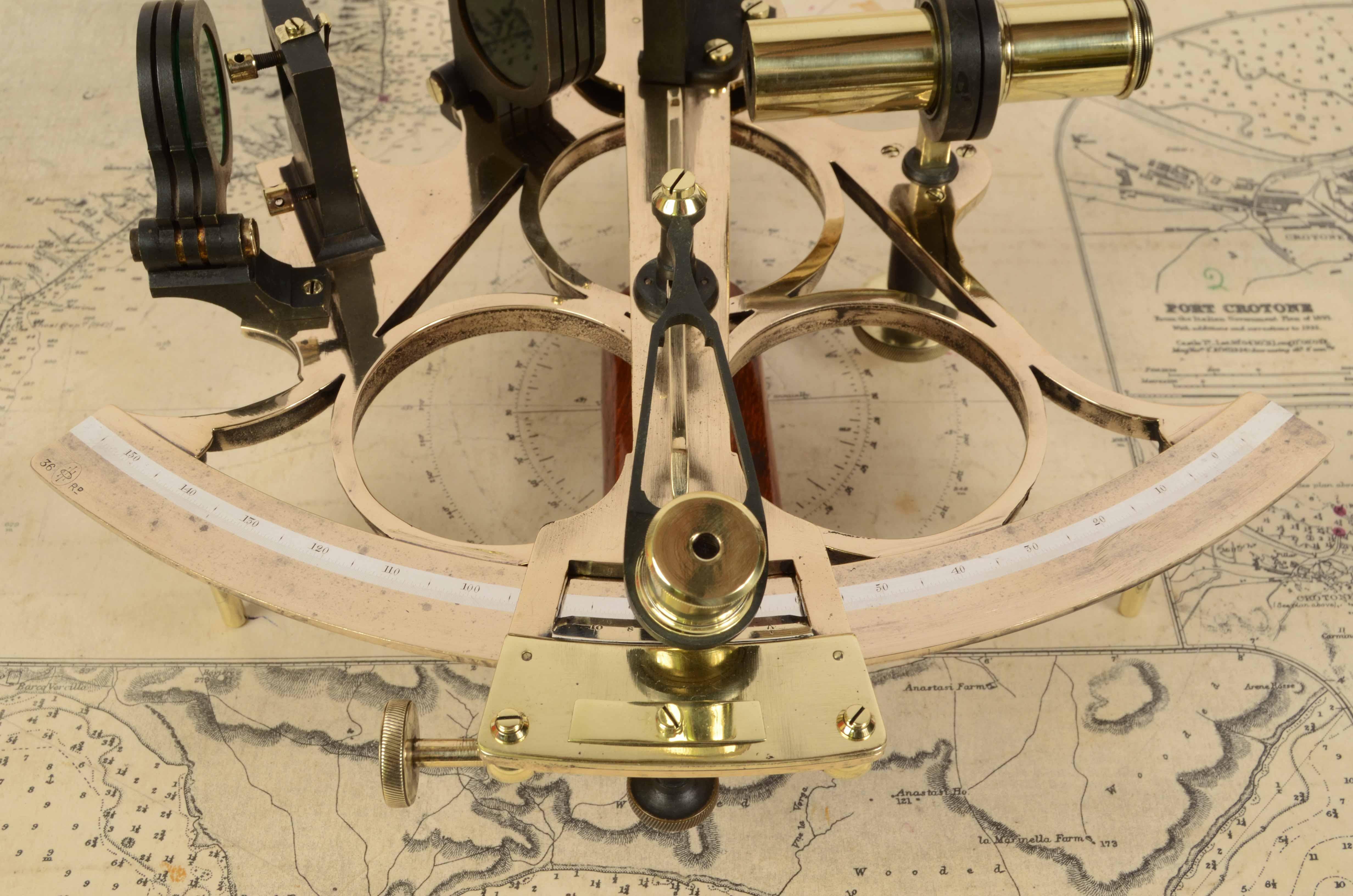 19th Century Brass Sextant Signe Marshall London Antique Marine Navigation Tool 8