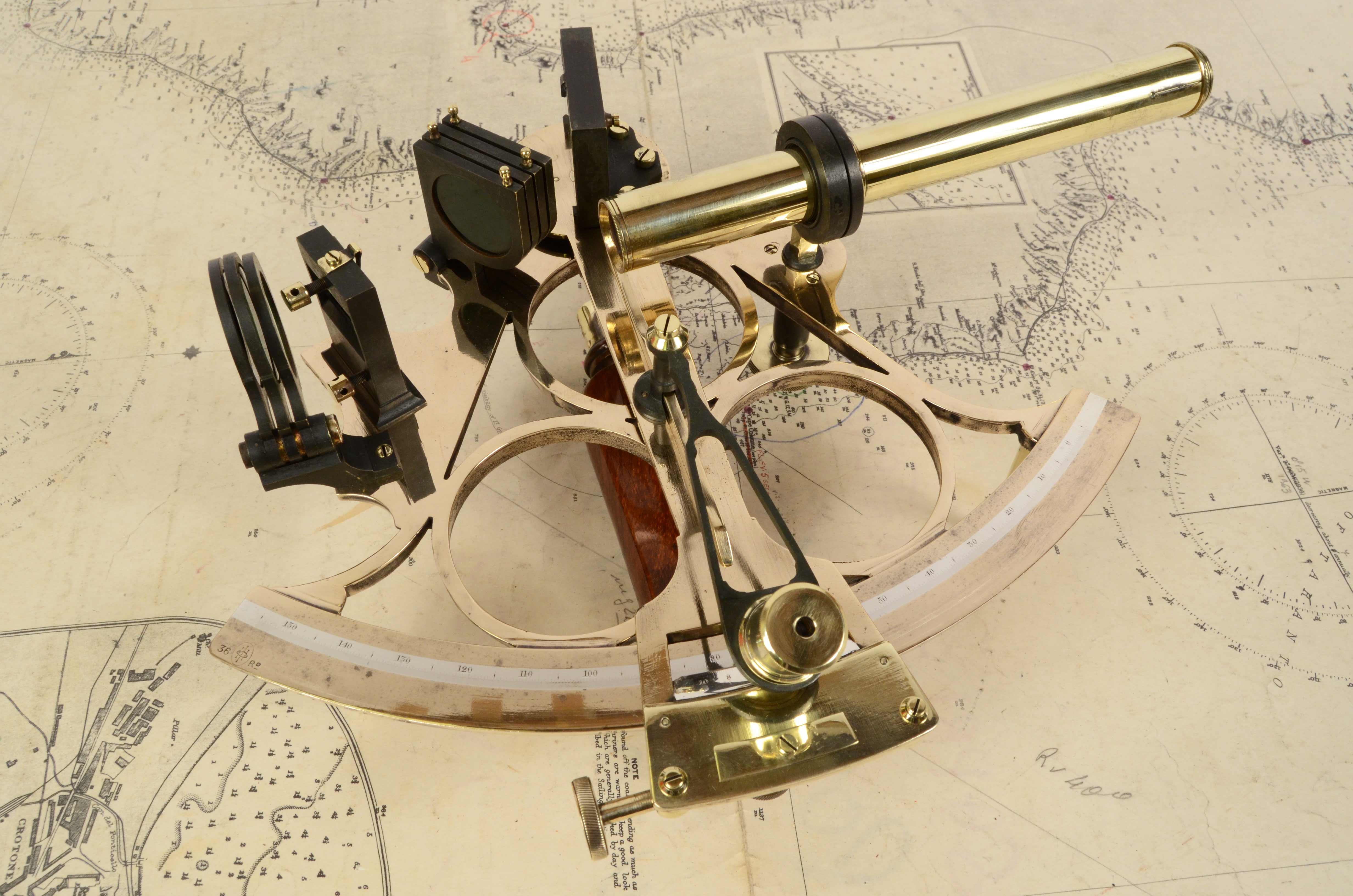 Late 19th Century 19th Century Brass Sextant Signe Marshall London Antique Marine Navigation Tool